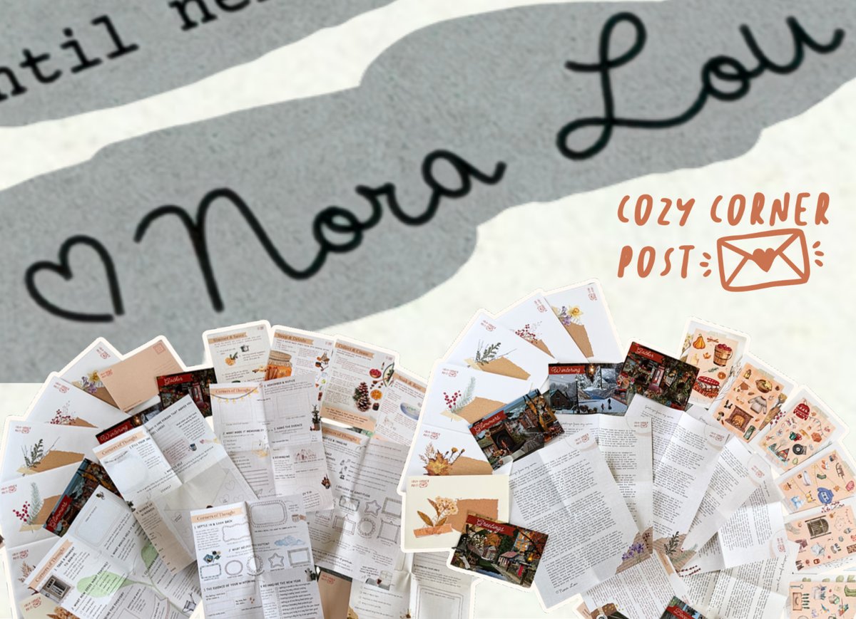 Season 0 Cozy Corner Post letters fanned out with Nora Lou's signature