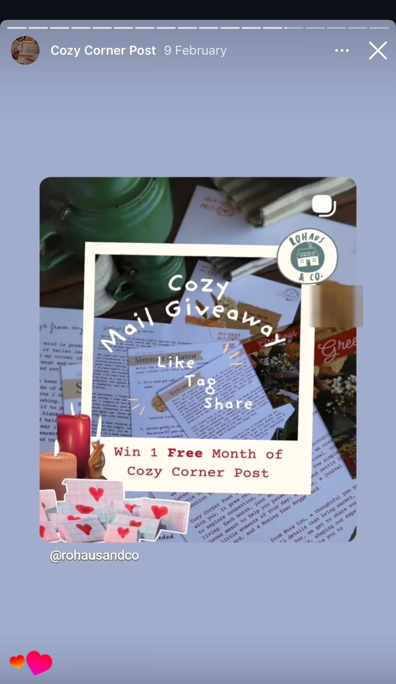 the cozy mail giveaway