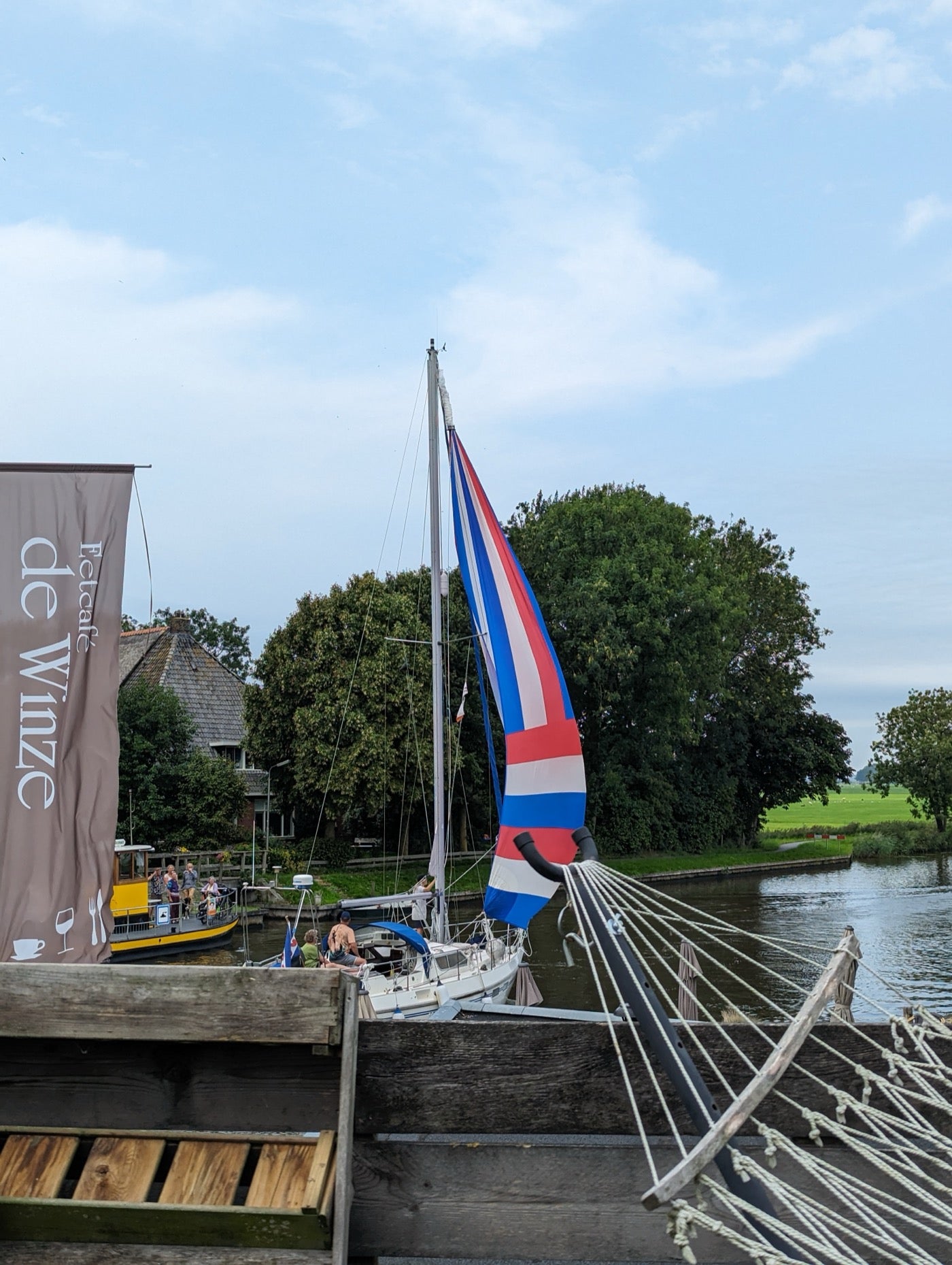 boats at the cafe on the canal